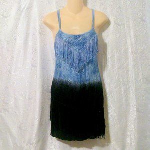 Free People Blue Ombre Fringed Lace Top *